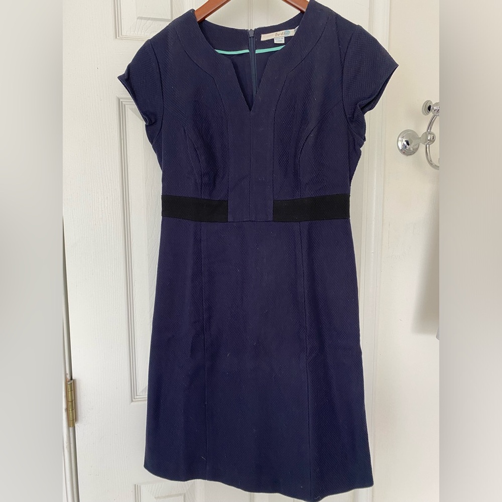 Boden Navy Mini Dress with Black Accents